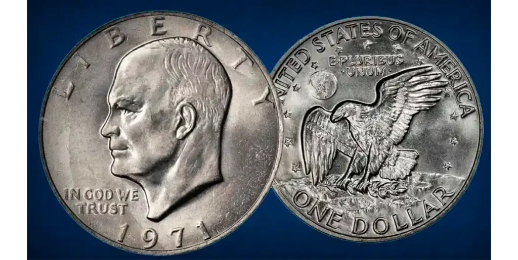 1971 Eisenhower dollar obverse and reverse.